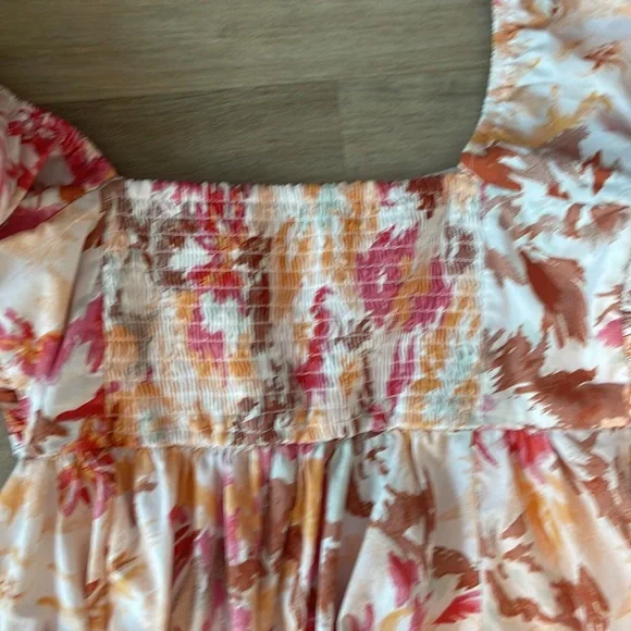 Abercrombie & Fitch Ruched Bodice Floral Puff Sleeve Mini Dress sz S - Picture 8 of 8